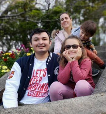 Ray Dussan with his wife Louise Ardern and children.